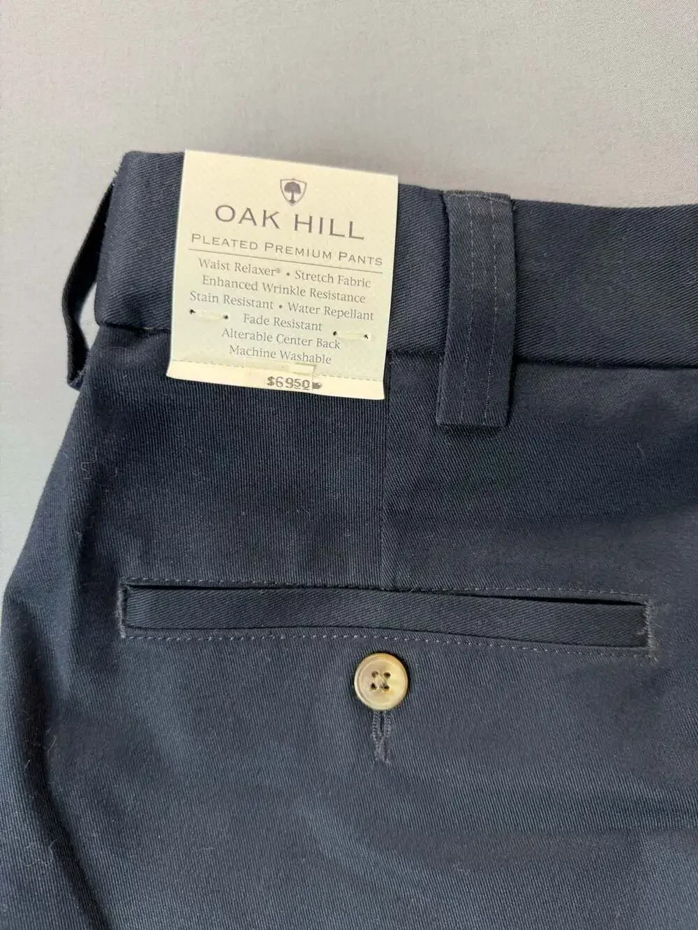 Oak Hill Pleated Premium Pants Navy 44 x 30 Brand New NWT